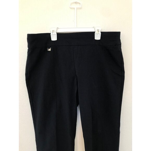 Alfani Womens Black Slim Fit Dress Pants Size 16 Elastic Waist Office Wear - Picture 3 of 5
